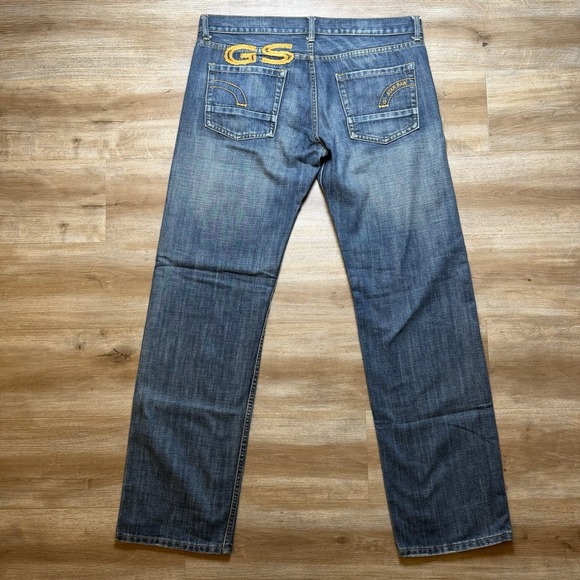 G-Star Other - G-Star RAW Jeans Men 38x34 Blue Army Elwood Embroidered Medium Wash Denim Y2K